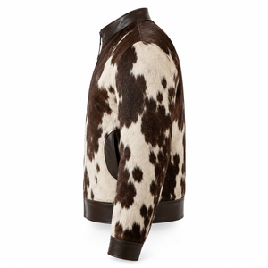 Veste en cuir asymétrique pour homme en peau de vache naturelle, vêtement d'extérieur d'hiver, vêtements sur mesure OEM en gros - Product Image 4
