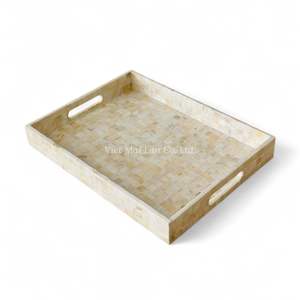 Plateau de service décoratif fait à la main en nacre, incrustation de coquillages, naturel, écologique, Vietnam, table de maison - Product Image 3