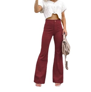 Nuevos pantalones de cintura media de Color sólido para mujer de otoño e invierno, pantalones acampanados informales de pana clásica Mico para mujer - Product Image 6