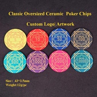 Jetons de poker professionnels personnalisés WPTPL de qualité casino, en céramique, 12g, diamètre 43mm, design géométrique sur la surface, pour les tournois à haute stake