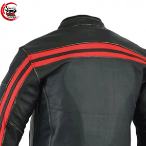 Vestes de vélo en cuir véritable personnalisées pour hommes et femmes veste de moto de style de rue en toile avec col montant - Product Image 5