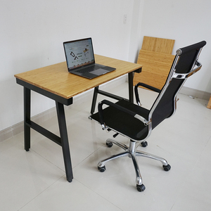 BFAB001-100x60cm Bamboo Laptop <b>Desk</b> with Assembled Iron Legs <b>Folding</b> Computer Table for Home Office or School - Product Image 6