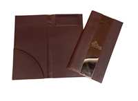 Porte-menu de restaurant, café, bar, en cuir PU de haute qualité, durable, personnalisé, double pliage, finition nickel rose.