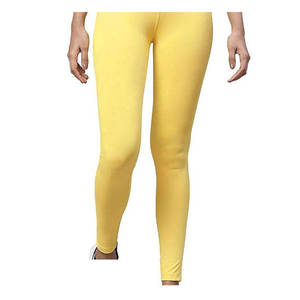 Women's Solid Mid <b>Waist</b> Yoga <b>Leggings</b>-Seamless Breathable Eco-Friendly Polyester/Cotton Full Length <b>Tummy</b> <b>Control</b> Pants - Product Image 4