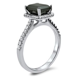 Emerald Cut Halo Prong <b>Set</b> Lab Grown Diamonds Cute Engagement <b>Ring</b> for <b>Women</b> RITZIN Brand - Product Image 2