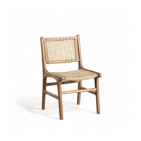 Chaise de salle à manger pliable en bois massif de style Mid-Century Modern avec dossier pour hôtel, chambre, extérieur, salon, jardin