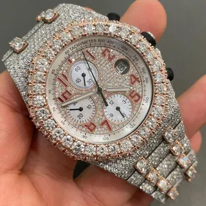 Popular Factory Direct Price Of VVS Clarity Moissanite Diamond Studded Fashionable Hiphop Custom Watch Available For Bulk Buyers