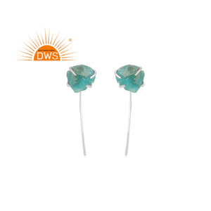 ต่างหูพลอยอะพาไทต์หยาบแบบละเอียดทำจากเงินสเตอริ่งเหมาะสำหรับเป็นของขวัญสำหรับผู้หญิง - Product Image 1