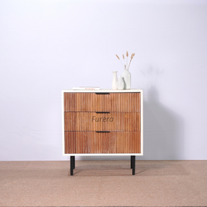 Table de chevet moderne à 3 tiroirs en bois peint en blanc pour hôtels et appartements Combinaison naturelle Meubles de chambre à coucher - Product Image 1