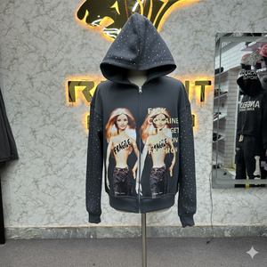 Tendance Mode Fabricant professionnel Sweat à capuche zippé Puff Printed fabriqué en usine Sweats à capuche à bas prix pour hommes - Product Image 1