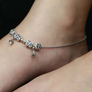 925 Silver <b>Anklet</b> Nazakat Floral Ghungroo <b>Gold</b> Plated with Diamond Cute Style for Party or Gift - Product Image 4
