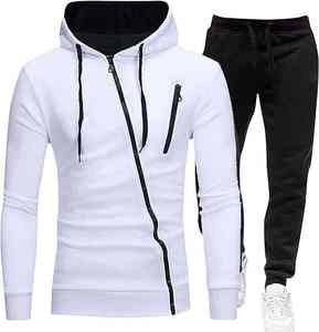 Conjunto de chándal liso con capucha de algodón informal al por mayor, sudaderas con capucha unisex, chándal con logotipo personalizado para hombre - Product Image 1