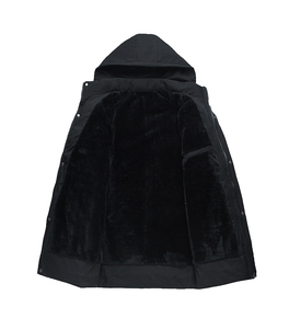 Men's Hooded Puffer <b>Jacket</b> Winter Windproof Thick <b>Fleece</b> <b>Lining</b> Casual Regular Fit Polyester Outerwear <b>with</b> Zipper Closure - Product Image 2