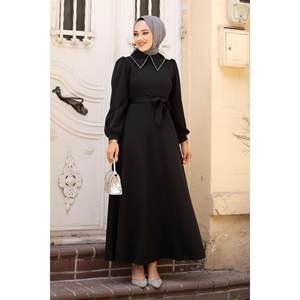 Robe Hijab noire à col chemise pour garçons et filles en tissu - Product Image 1