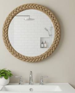 Rustic Wall Rope <b>Mirror</b> <b>Hanging</b> Rope <b>Round</b> <b>Mirror</b> for Home Decor Rope <b>Mirror</b> Farmhouse Wall <b>Mirror</b> - Product Image 4
