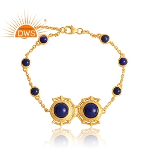 Nuevo diseño de tendencia 925 plata esterlina 18K chapado en oro Natural lapislázuli pulsera de piedras preciosas Demi joyería fina para mujer regalo para ella - Product Image 1