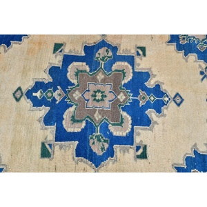 Alfombra Vintage de 3x10.3 pies, Alfombra, Alfombra de Lana con Estampado Animal Azul - Product Image 4