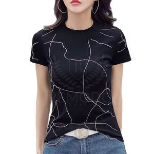 Camiseta con diamantes de imitación para mujer, venta al por mayor, camiseta con diamantes de imitación para mujer de buena calidad - Product Image 6