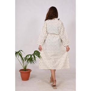 Mujer Boho Hippie ropa de dormir Kimono algodón Ikat tela larga dama de honor bata camisón transpirable ropa íntima - Product Image 6