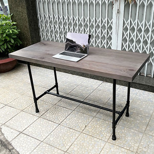 Modern Pine Wood <b>Computer</b> <b>Desk</b> with Iron Pipe Legs 140x60cm SPD68159 - Product Image 2