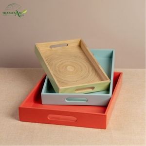 Bandeja de Bambú Hecha a Mano, Ecológica, Duradera, con Acabado Lacado, Apta para Alimentos, Ligera, Portátil, Diseño Personalizable, Artesanal - Product Image 6