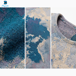 Sweat à capuche personnalisé en jacquard motif nuage <span class=keywords><strong>bleu</strong></span>, tissé, effet vieilli, épais, style <span class=keywords><strong>vintage</strong></span> - Product Image 3