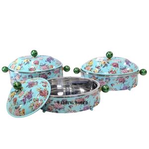 Autocollant Marmite en métal fini Meena Casserole ovale à double paroi Taille personnalisée Designer Nouveau chauffe-aliments en métal - Product Image 1