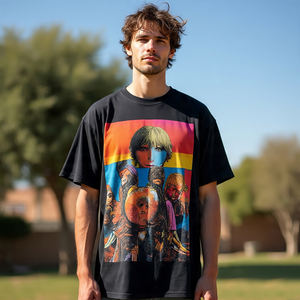 Camisetas de sublimación de gran tamaño para hombre, camisetas holgadas de Fitness de verano para hombre, 100% algodón, poliéster, cuello redondo, camiseta de gran tamaño para hombre - Product Image 5