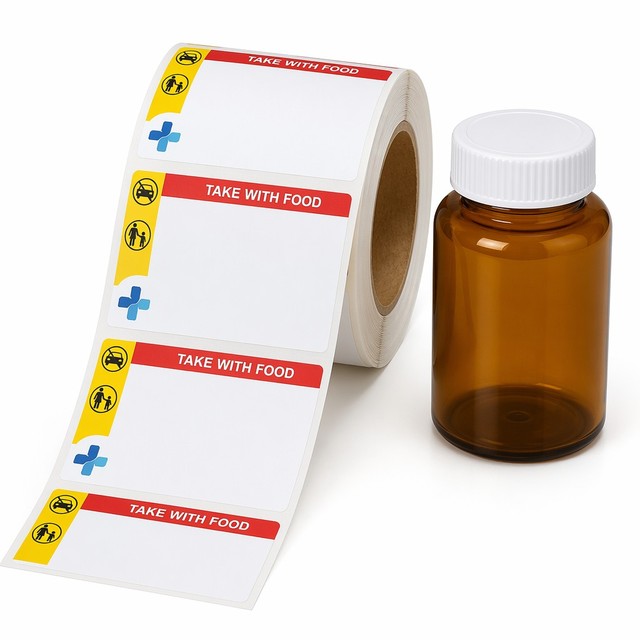 Custom Waterproof Prescription Vial Labels Thermal Roll Pharmacy Adhesive Stickers for Medicine Bottles UV Print