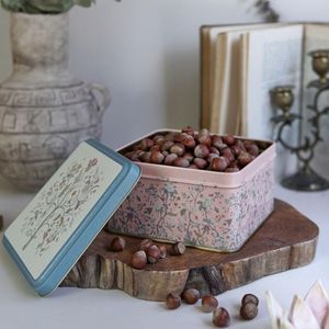 Caja de almacenamiento de metal con tapa deslizante de 2.2L con diseño floral rosa pastel Bandejas de almacenamiento cuadradas de 158x158x87mm - Product Image 3