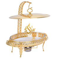 Fabricant indien de service chauffe-plats buffet avec poignée en laiton forme rectangulaire bords incurvés chauffe-plats de luxe
