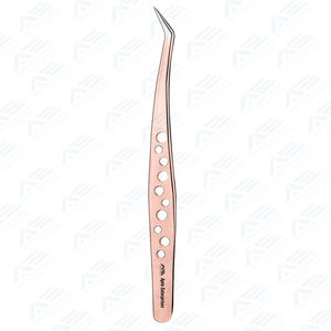 Pinces à cils en acier inoxydable à pointe inclinée pour extensions de cils, design incurvé de précision, poignée antidérapante, Apto Enterprises AE-8005 - Product Image 4