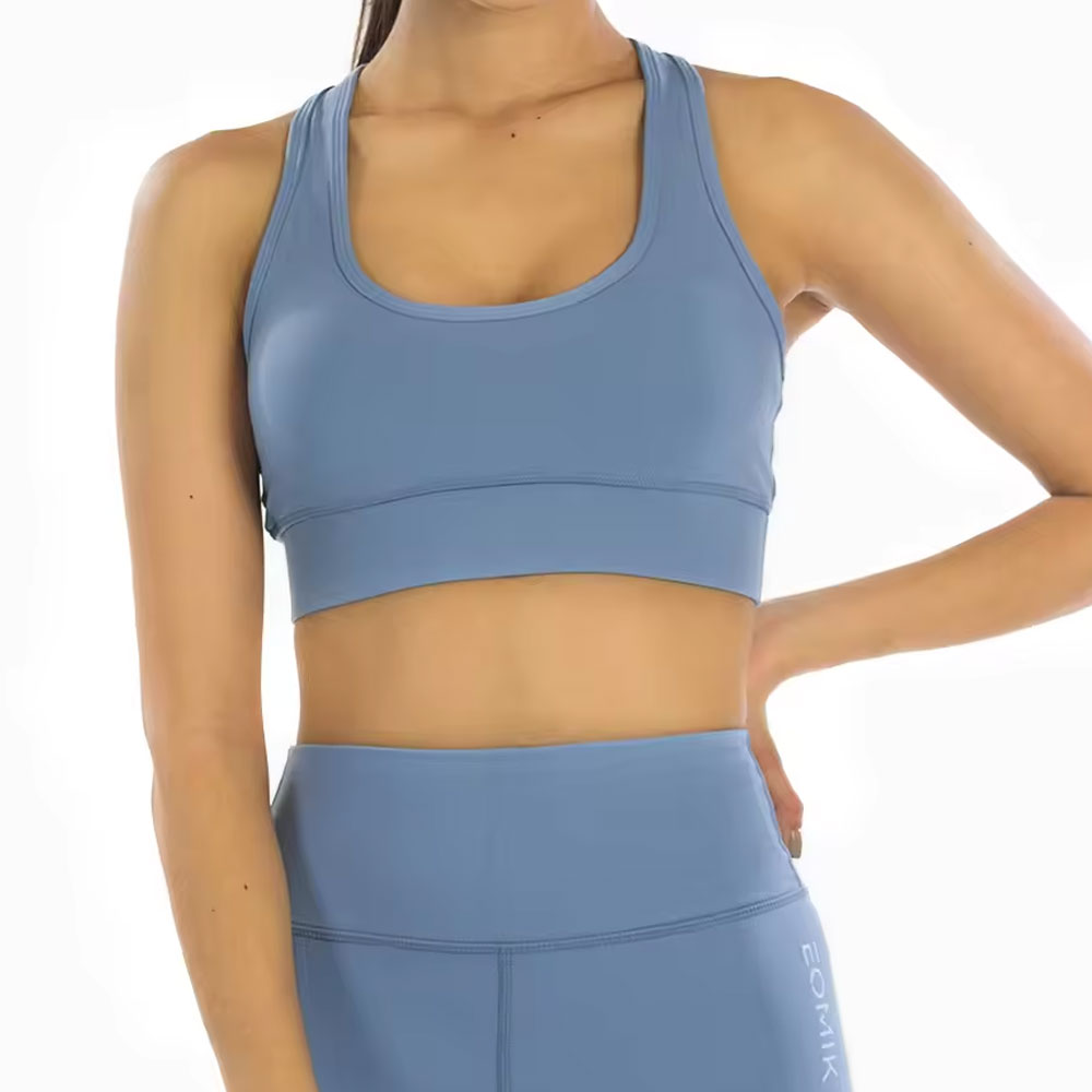 Custom Manufacturers Breathable Removable Cups Solid Wide Binding Cross Back Sports Bra For Women