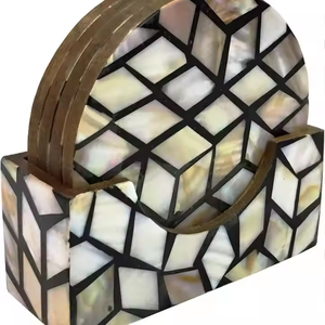 Posavasos de nácar hecho a mano con incrustaciones de concha posavasos para el hogar, la cocina o la decoración de la Oficina - Product Image 1