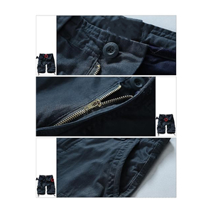 2025 alta tendencia hombres 100% algodón Cargo Jeans multibolsillos corto calidad Premium antiarrugas patrón sólido estambre tela - Product Image 5