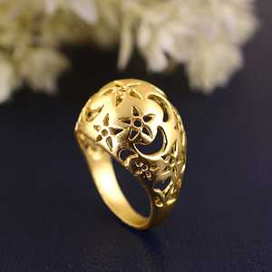 Unique Design Boho Celestial <b>Ring</b> Brass <b>Rings</b> For Women 18K Gold Plated Star Cutout <b>Dome</b> Band <b>Ring</b> for Wholesale/OEM/ODM - Product Image 2