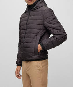 Veste d'hiver pour homme tendance, tissu léger, couleur noire unie, style zippé, veste matelassée à capuche avec faible MOQ - Product Image 4