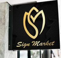 Blade Logo Sign Custom Your Logo Sign Custom Round Shop Sign Street 12 25 LED Strips Équipement publicitaire mural AI, PSD