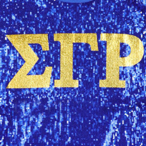 100 algodón Sigma Gamma Rho Sorority Royal Blue Gold Sequin Tee bordado letras griegas Greek Life Apparel mujeres SGRho camiseta - Product Image 5
