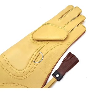 Guantes DE SEGURIDAD duraderos y transpirables de alta calidad, cuero de cetrería suave amarillo y marrón suave para trampa de animales, uso General - Product Image 3