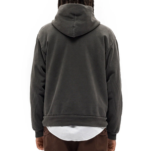 Sweat à capuche zippé en coton 100% de qualité supérieure, personnalisé, délavé à l'acide, uni, coupe ample, écologique, respirant - Product Image 3