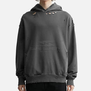 Sweats à capuche en molleton léger de haute qualité pour hommes à séchage rapide écologique hiver Polyester/coton motif solide en stock - Product Image 3