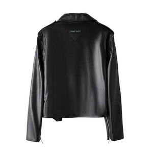 Veste en cuir véritable pour femmes de grande taille avec tissu doux respirant Fourniture d'usine personnalisée col montant mode - Product Image 6