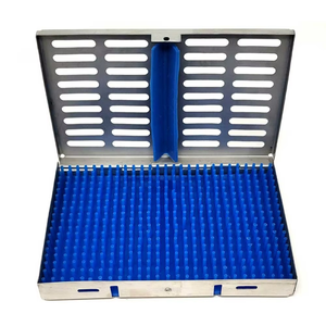 Caja de esterilización manual para autoclave, bandeja de 725x5 pulgadas con almohadilla de silicona para instrumentos quirúrgicos de acero inoxidable - Product Image 1