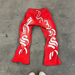 Pantalon de survêtement évasé décontracté pour homme avec broderie personnalisée Pantalon de jogging en coton et pantalon délavé à l'acide Design baggy avec cordon de serrage - Product Image 3