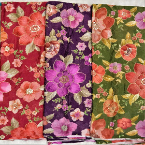 Tissu de broderie imprimé de position de crêpe de chinnon pur faire pour déguiser le matériel de lehenga - Product Image 2