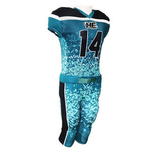 Sublimación personalizada Ropa deportiva para hombres Uniforme de fútbol americano con manga corta Diseño de otoño Estampado en camiseta y pantalones - Product Image 4