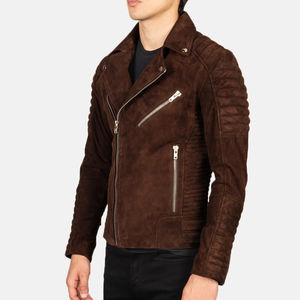 Chaqueta de Cuero Personalizada de Alta Calidad para Hombre, Chaqueta de Gamuza Desgastada Premium con Bolsillo Tipo Cargo y Logotipo Frontal de Lona - Product Image 5