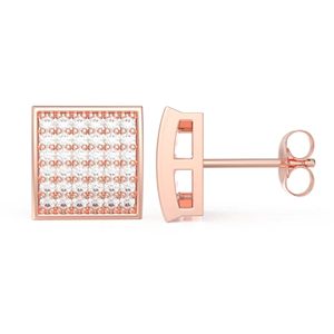 Round Cut Moissanite Square Stud <b>Earrings</b> For Unisex - Product Image 4