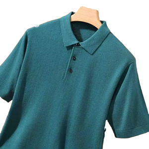 Pull en laine pour homme, manches courtes, col polo, pull-over, printemps été, polo décontracté chic pour homme - Product Image 1